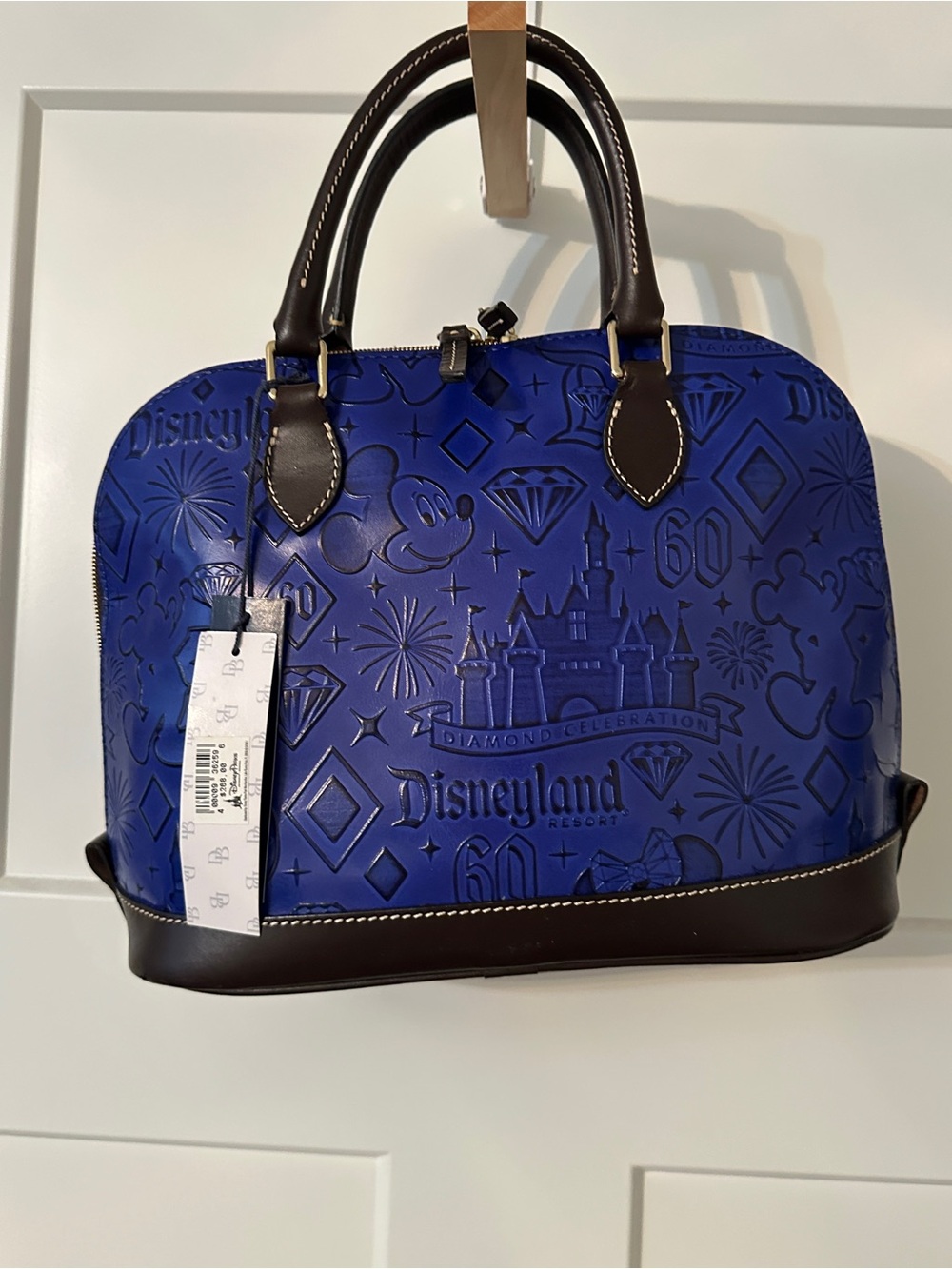 Dooney & Bourke Blue Diamond Celebration Satchel with Brown Trim - Picture 2 of 7